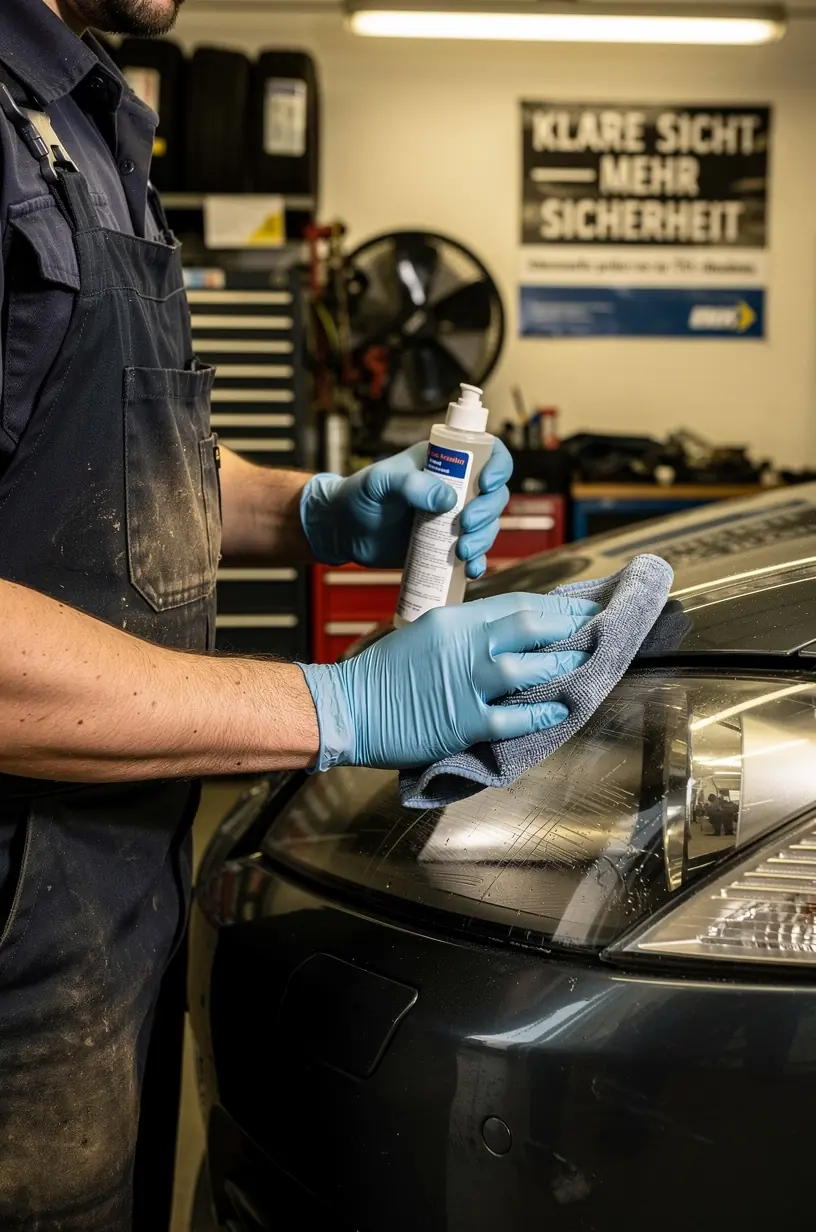 Praktische Checkliste zur TÜV-Vorbereitung liegt auf Werkstattarbeitsplatz